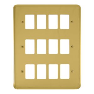 Click Deco Plus 12 Gang GridPro Frontplate Polished Brass