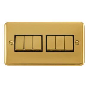 Click Deco Plus 10Ax Ingot 6 Gang 2 Way Plate Switch
