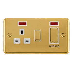 Click Deco Plus 45A Ingot 2 Gang Dp Switch With 13A Dp Switched Socket & Neons