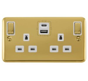 Click Deco Plus 2G 13A Switch Skt 4.2A A&C Usb Ingot Dpbr Wh