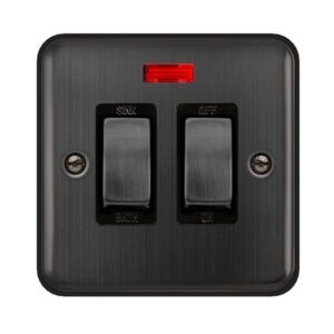 Click Deco Plus 20A Double Pole Sink / Bath Plate Swith With Neon Matt Bronze Black Insert