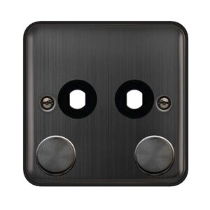 Click Deco Plus 1 Gang Unfurnished Dimmer Plate & Knobs 2 Aperture Matt Bronze