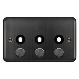 Click Deco Plus 2 Gang Unfurnished Dimmer Plate & Knobs 3 Aperture Matt Bronze