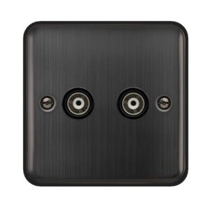 Click Deco Plus Twin Isolated Coaxial Outlet Matt Bronze Black Insert