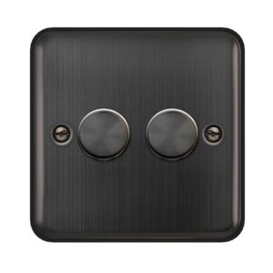 Click Deco Plus 2 Gang 2 Way 100W Dimmer Switch Matt Bronze