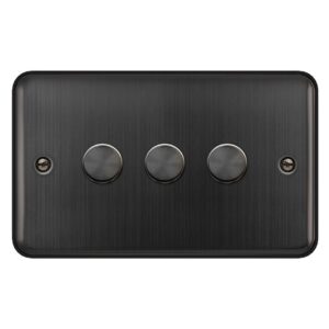 Click Deco Plus 3 Gang 2 Way 100W Dimmer Switch Matt Bronze