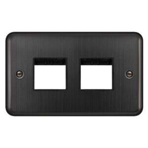 Click Deco Plus 2 Gang Minigrid Unfurnished Plate 2+2 Aperture Matt Bronze Black Insert