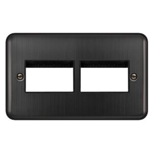 Click Deco Plus 2 Gang Minigrid Unfurnished Plate 3+3 Aperture Matt Bronze Black Insert