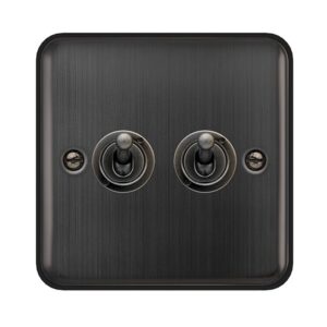 Click Deco Plus 10Ax 2 Gang 2 Way Toggle Plate Switch Matt Bronze