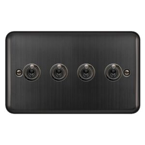 Click Deco Plus 10Ax 4 Gang 2 Way Toggle Plate Switch Matt Bronze