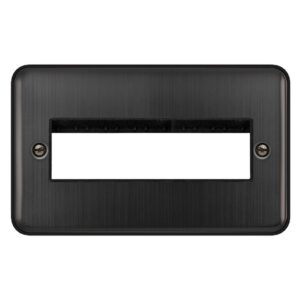 Click Deco Plus 2 Gang Minigrid Unfurnished Plate 6 Aperture Matt Bronze Black Insert