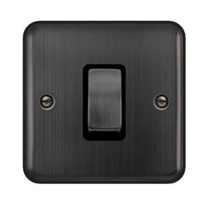 Click Deco Plus 50A Ingot 1 Gang Double Pole Plate Switch Matt Bronze Black Insert