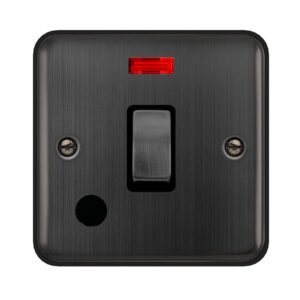 Click Deco Plus 20A Ingot Double Pole Plate Switch With Neon & Optional Flex Outlet Matt Bronze Black Insert