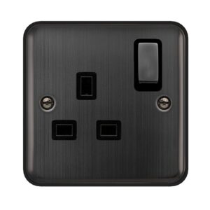 Click Deco Plus 13A Ingot 1 Gang Double Pole Switched Socket Outlet Matt Bronze Black Insert