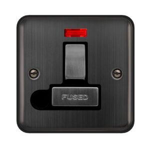 Click Deco Plus 13A Ingot Dp Switched Fused Connection Unit With Neon & Optional Flex Outlet Matt Bronze Black Insert