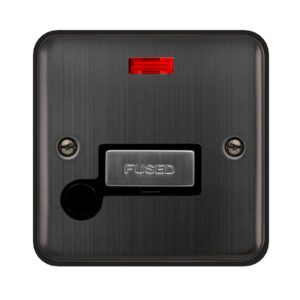 Click Deco Plus 13A Ingot Fused Connection Unit With Neon & Optional Flex Outlet Matt Bronze Black Insert