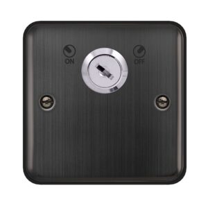 Click Deco Plus 20A Double Pole 1 Gang Plate Key Lockable Switch Matt Bronze