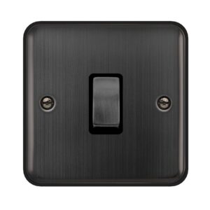 Click Deco Plus 20A Ingot Double Pole Plate Switch Matt Bronze Black Insert
