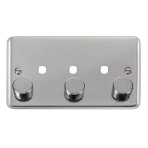 Click Deco Plus 2 Gang Dimmer Plate & Knobs (1200W Max) 3 Apertures