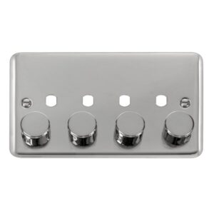 Click Deco Plus 2 Gang Dimmer Plate & Knobs (1600W Max) 4 Apertures