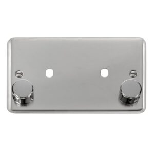 Click Deco Plus 2 Gang Dimmer Plate & Knobs (1630W Max) 2 Apertures