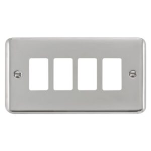 Click Deco Plus 4 Gang GridPro Frontplate Polished Chrome