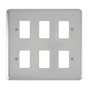 Click Deco Plus 6 Gang GridPro Frontplate Polished Chrome