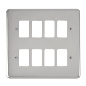 Click Deco Plus 8 Gang GridPro Frontplate Polished Chrome