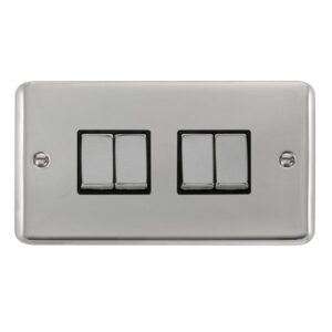 Click Deco Plus 10Ax Ingot 4 Gang 2 Way Plate Switch