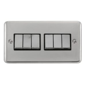 Click Deco Plus 10Ax Ingot 6 Gang 2 Way Plate Switch