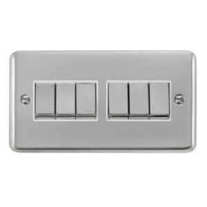 Click Deco Plus 10Ax Ingot 6 Gang 2 Way Plate Switch