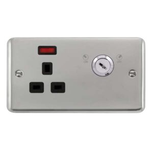 Click Deco Plus 13A 1G Dp Lockable Skt Neon Deco+ Ch Bk