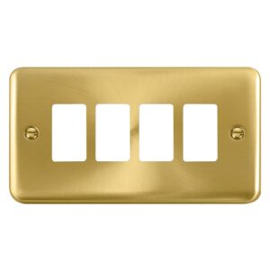 Click Deco Plus 4 Gang GridPro Frontplate Satin Brass
