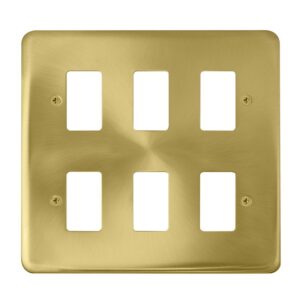 Click Deco Plus 6 Gang GridPro Frontplate Satin Brass