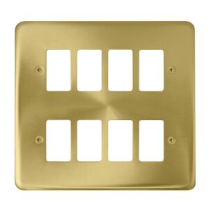 Click Deco Plus 8 Gang GridPro Frontplate Satin Brass