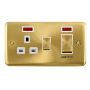 Click Deco Plus 45A Ingot 2 Gang Dp Switch With 13A Dp Switched Socket & Neons