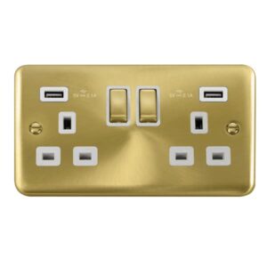 Click Deco Plus 13A Ingot 2 Gang Switched Socket With Twin 2.1A Usb Outlets (4.2A) (Twin Earth)