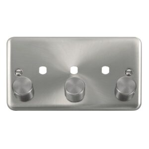 Click Deco Plus 2 Gang Dimmer Plate & Knobs (1200W Max) 3 Apertures