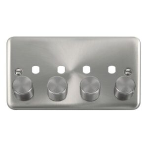 Click Deco Plus 2 Gang Dimmer Plate & Knobs (1600W Max) 4 Apertures
