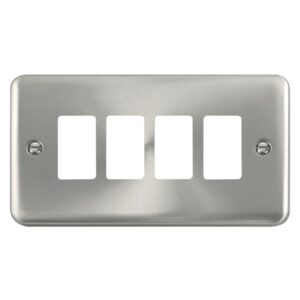 Click Deco Plus 4 Gang GridPro Frontplate Satin Chrome