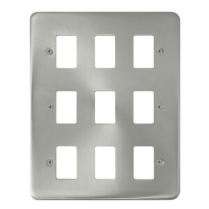 Click Deco Plus 9 Gang GridPro Frontplate Satin Chrome
