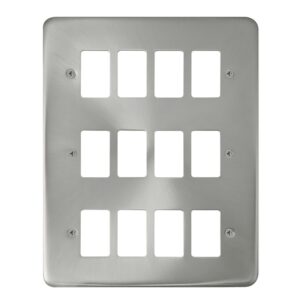 Click Deco Plus 12 Gang GridPro Frontplate Satin Chrome