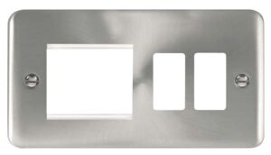 Click Deco Plus Hotel Accessory Plate 2 Gang GridPro Frontplate With Twin New Media Aperture