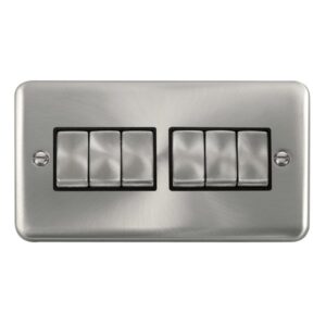 Click Deco Plus 10Ax Ingot 6 Gang 2 Way Plate Switch