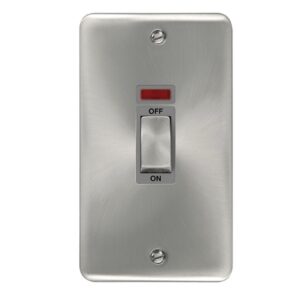 Click Deco Plus 50A Ingot 2 Gang (Vertica) Double Pole Plate Switch With Neon