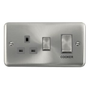 Click Deco Plus 50A Ingot 2 Gang Double Pole Switch With 13A Double Pole Switched Socket Outlet