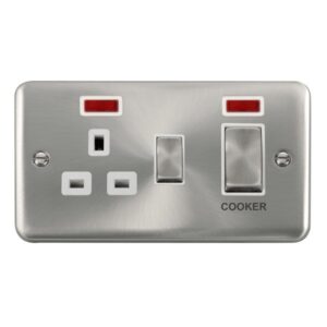 Click Deco Plus 45A Ingot 2 Gang Dp Switch With 13A Dp Switched Socket & Neons