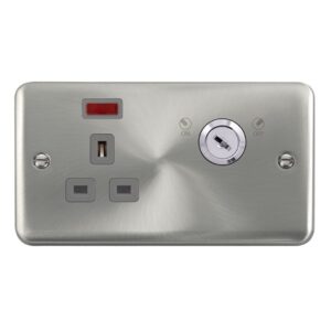 Click Deco Plus 13A Ingot 1 Gang Double Pole Key Lockable Switched Socket With Neon (Double Plate)