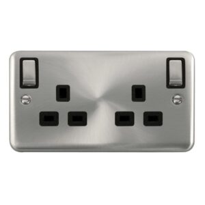 Click Deco Plus 13A 2Gang Outboard Switch Skt Dp Sc Bk