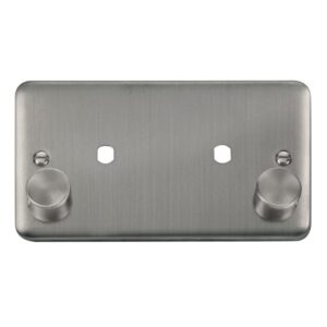 Click Deco Plus 2 Gang Dimmer Plate & Knobs (1630W Max) 2 Apertures